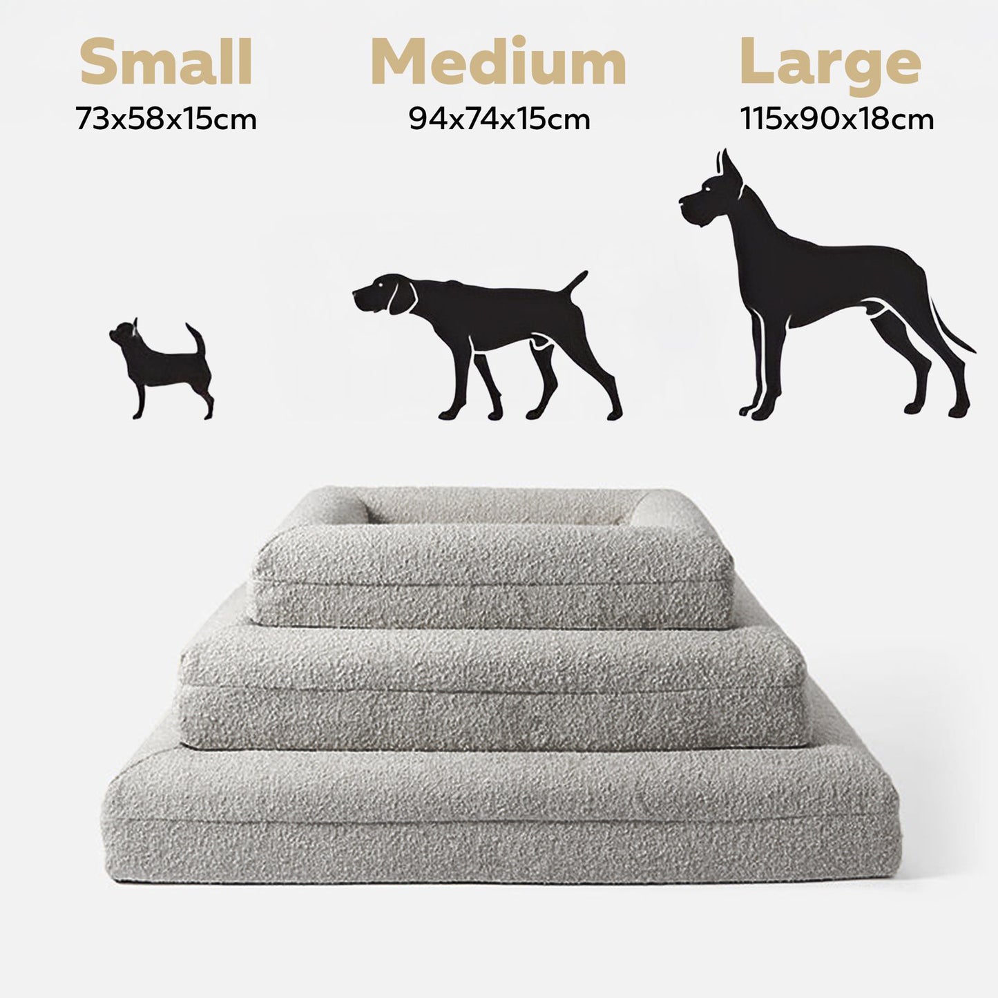 Grey Spare Boucle Cover - Hardwearing Washable Grey Fabric Dog Bed Cover