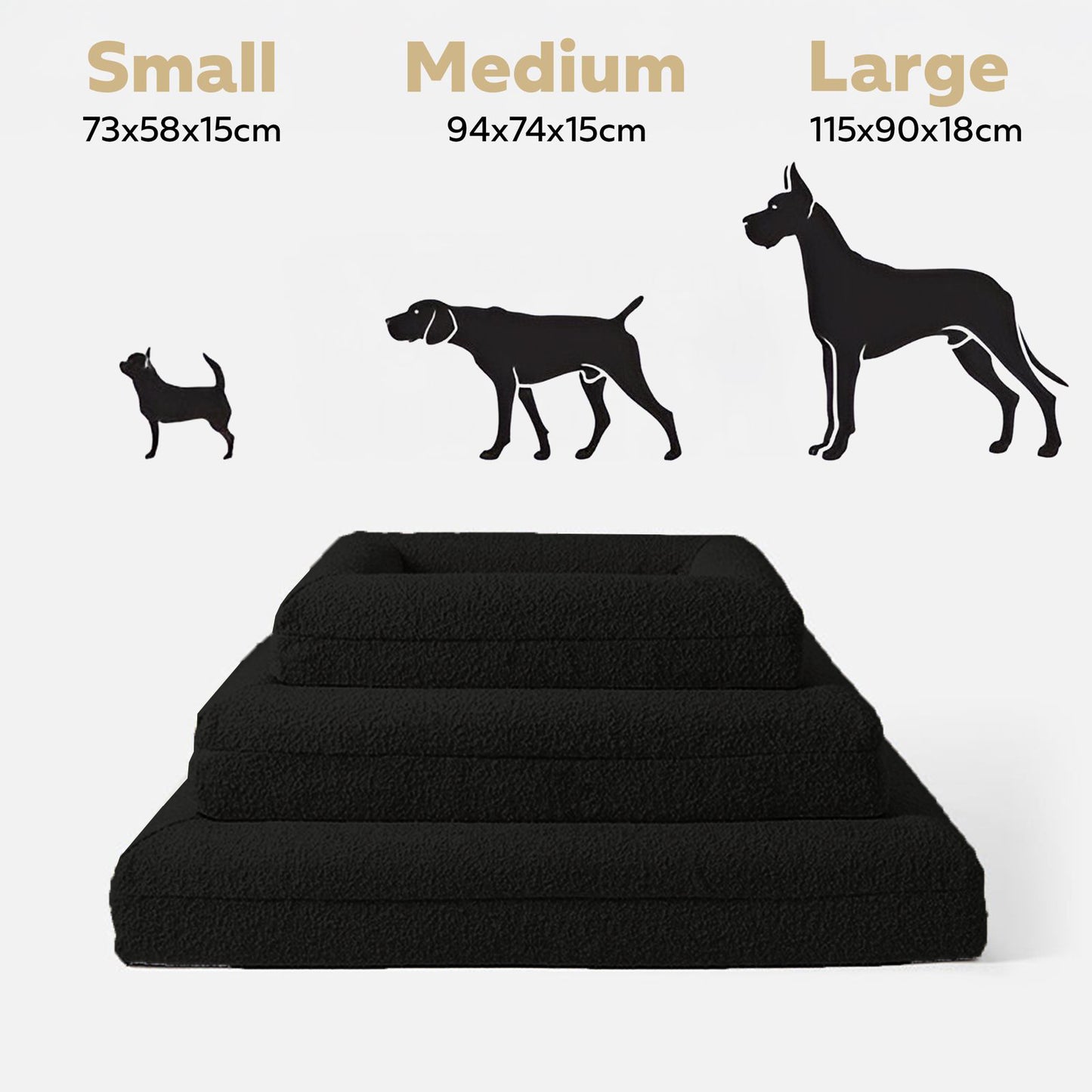 Black Spare Boucle Cover - Hardwearing Washable Black Fabric Dog Bed Cover