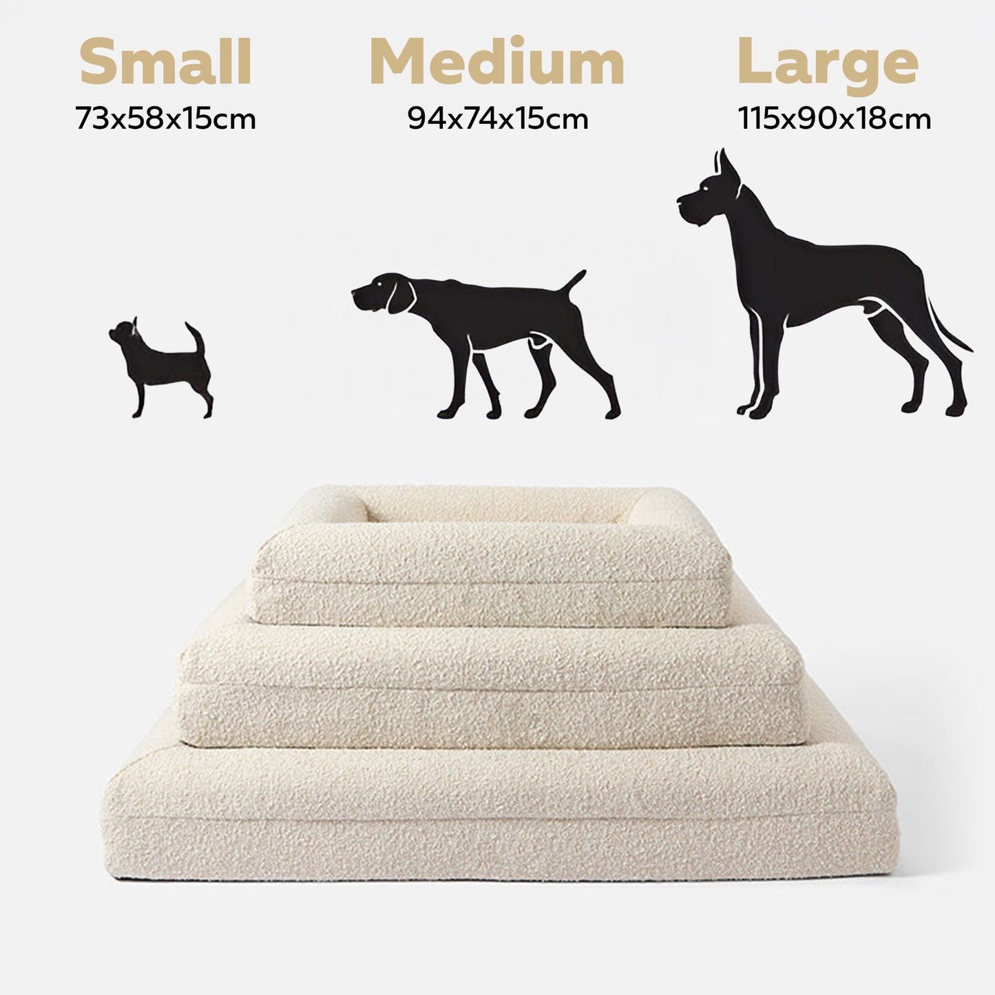 Ivory Spare Boucle Cover - Hardwearing Washable Ivory Fabric Dog Bed Cover