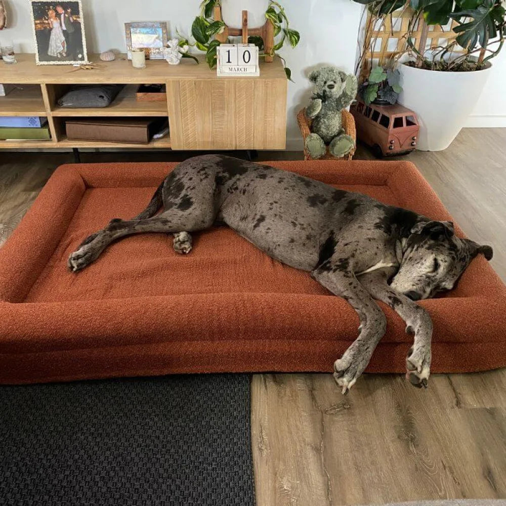 (Cover Only) Terracotta Spare Boucle Cover - Hardwearing Washable Terracotta Fabric Dog Bed Cover
