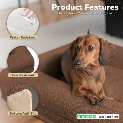 Brown Silent-night Premium Orthopaedic Dog Bed With Reflex Memory Foam & Hardwearing Washable Cover - Ideal For All Dog Breeds
