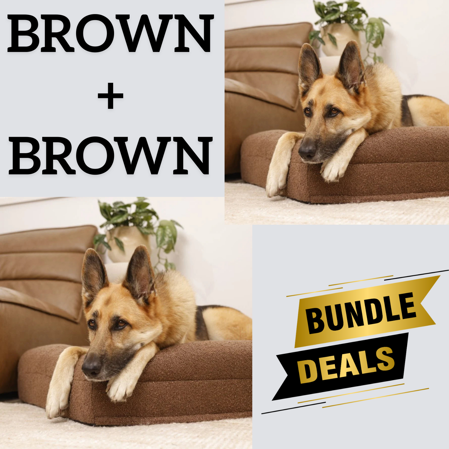 Bundle - 2 X Brown Boucle Fabric & Orthopaedic Foam Dog Beds