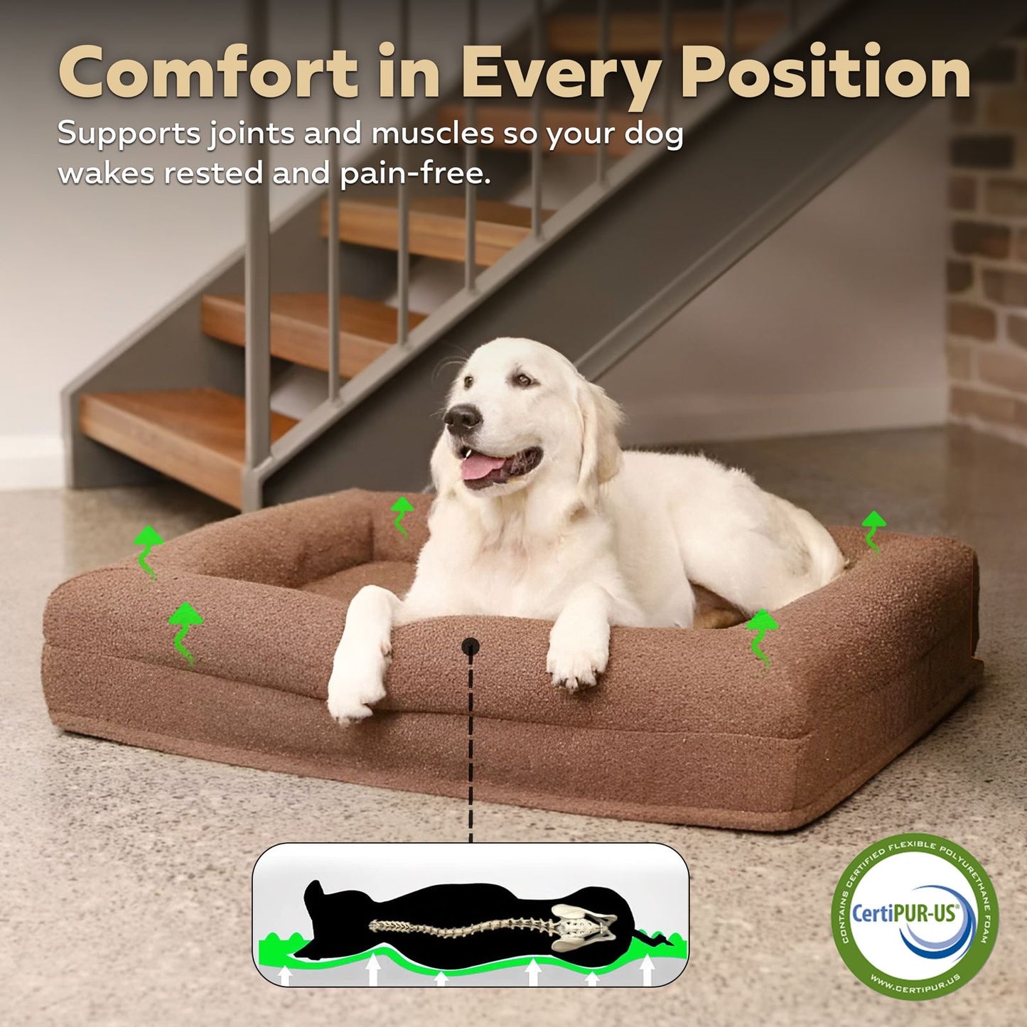 Brown Silent-night Premium Orthopaedic Dog Bed With Reflex Memory Foam & Hardwearing Washable Cover - Ideal For All Dog Breeds
