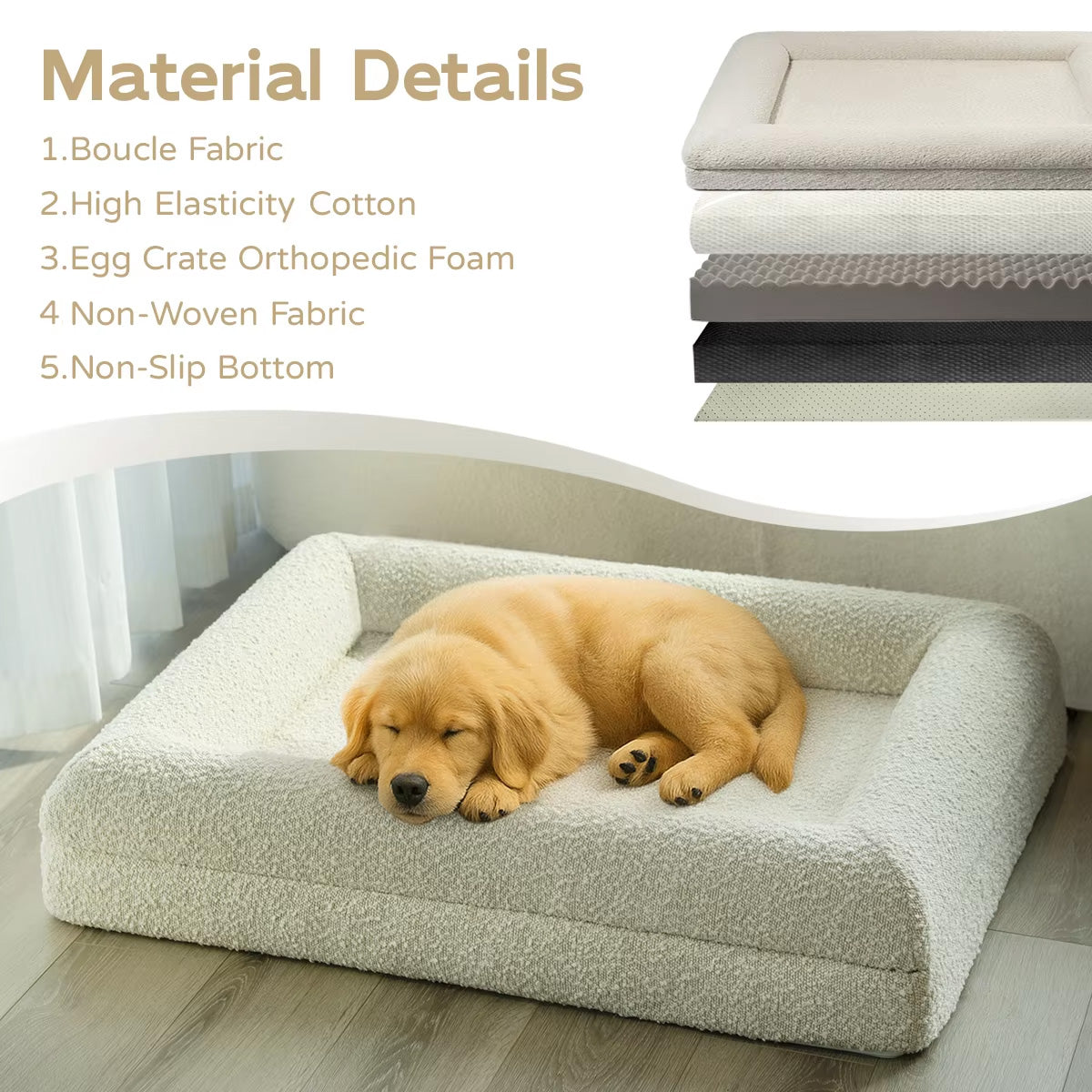 Ivory Orthopaedic Memory Foam Dog Bed — Vet Approved, Joint Support, No-Sag 3-Year Guarantee, Ideal For All Dog Breeds