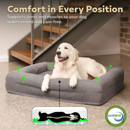 Grey Vet-Approved Orthopaedic Memory Foam Dog Bed - 3-Year No-Sag Guarantee + Lifetime Support Guarantee
