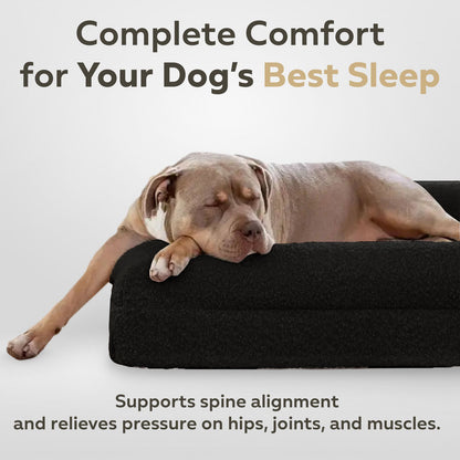 Black Veterinarian Approved Memory Foam Dog Bed - Arthritis & Hip Support + Ideal For All Dog Breeds