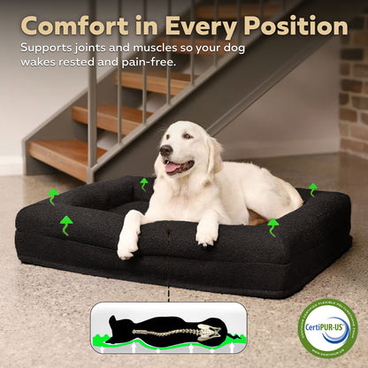 Black Veterinarian Approved Memory Foam Dog Bed - Arthritis & Hip Support + Ideal For All Dog Breeds