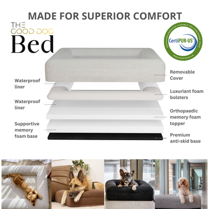 Bundle - Ivory Boucle Fabric & Orthopaedic Foam Dog Bed + Spare Cover
