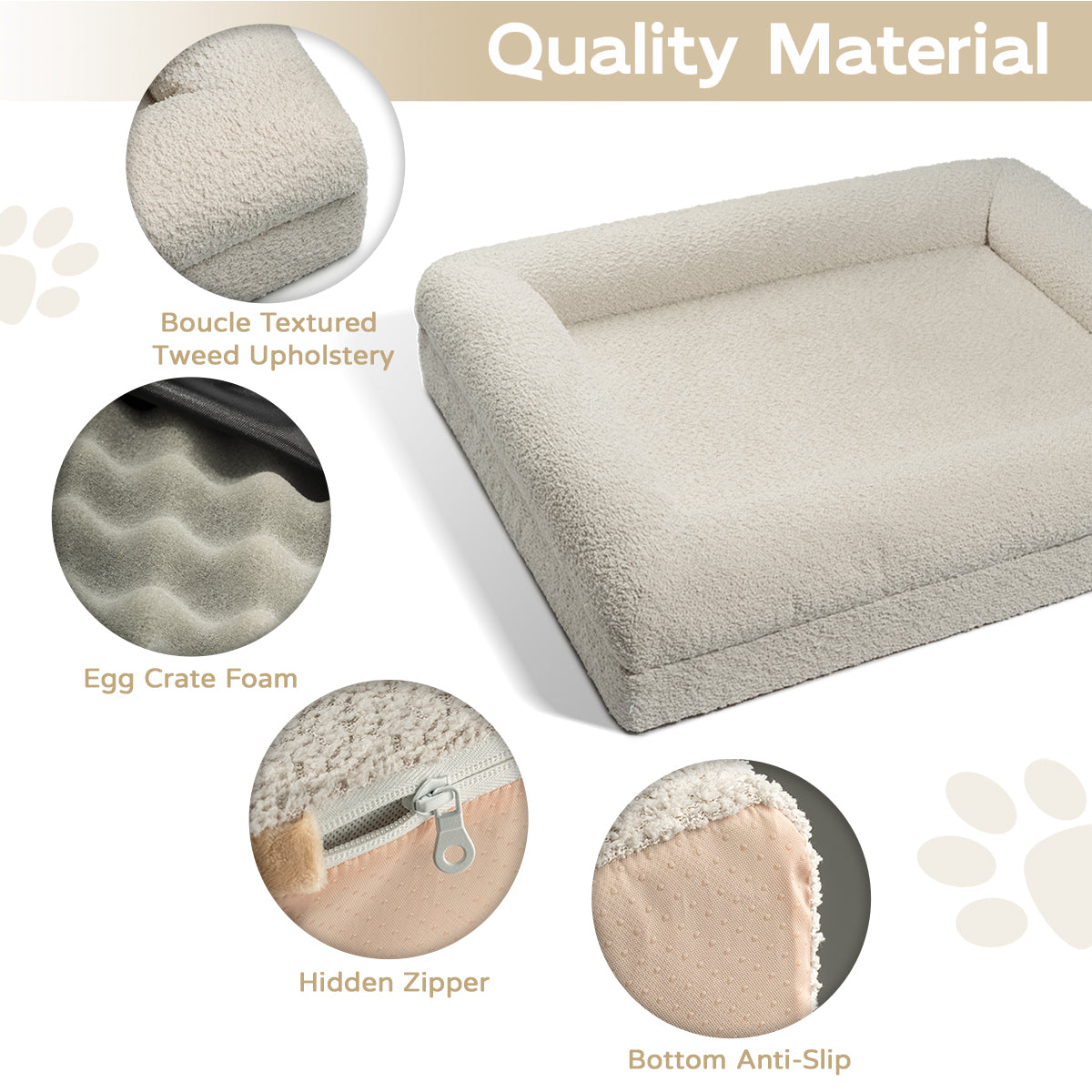 Ivory Orthopaedic Memory Foam Dog Bed — Vet Approved, Joint Support, No-Sag 3-Year Guarantee, Ideal For All Dog Breeds