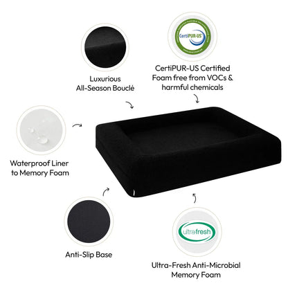 Black Veterinarian Approved Memory Foam Dog Bed - Arthritis & Hip Support + Ideal For All Dog Breeds
