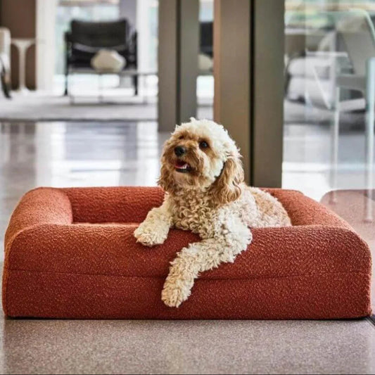 (Cover Only) Terracotta Spare Boucle Cover -  Hardwearing Washable Terracotta Fabric Dog Bed Cover